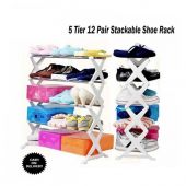 5 Tier 12 Pair Stackable Shoe Rack